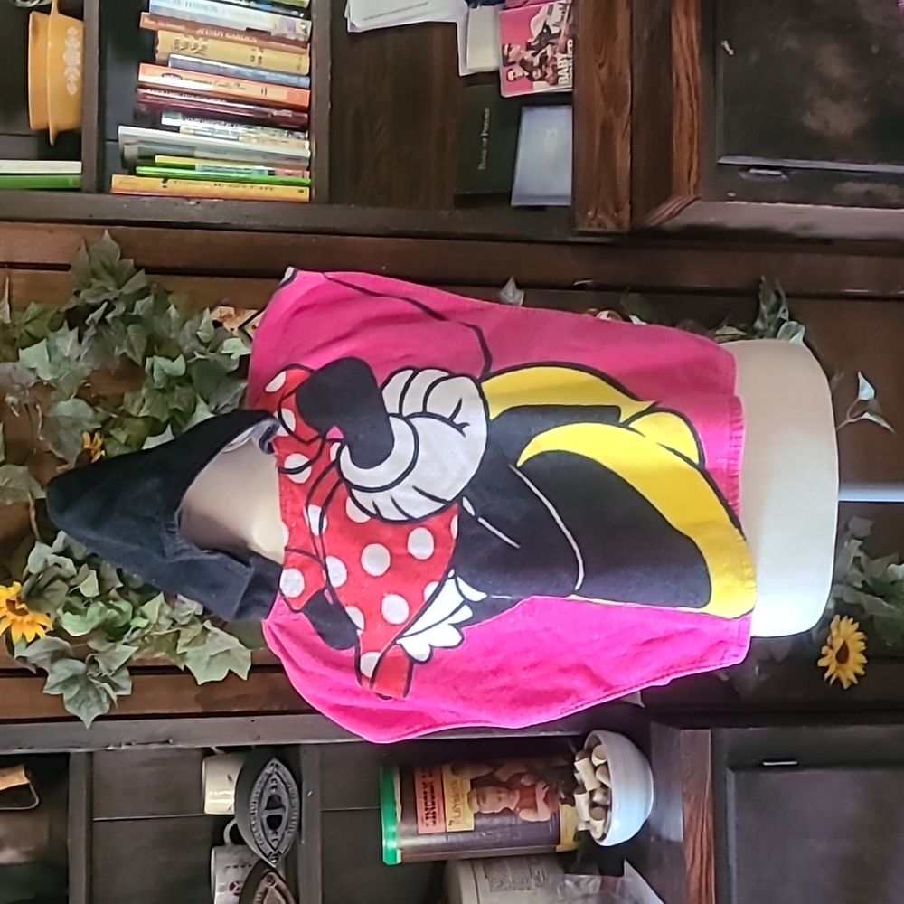 Disney Kids Hooded Minnie Mouse Coverup - Pink with Black Hood and Yellow Detail